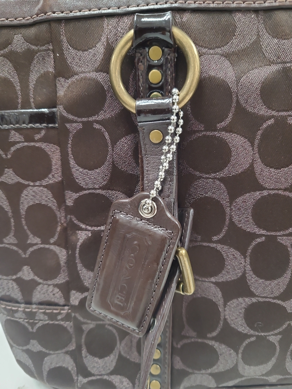 Coach Brown Lurex Jacquard Leather Signature Tote Bag Coach Brown H0867-F12853 - Picture 8 of 16